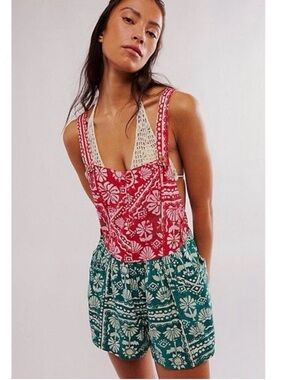 Free People Palm Bay Printed Shortalls